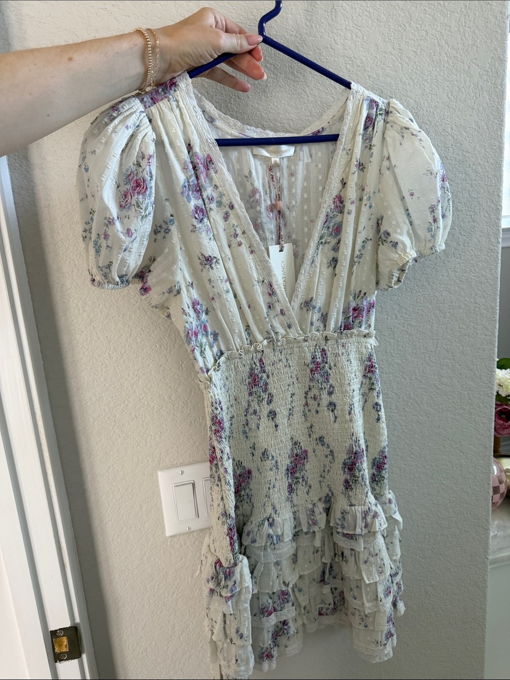LoveShackFancy Radia Cream Floral Dress in Berry Medley NWT